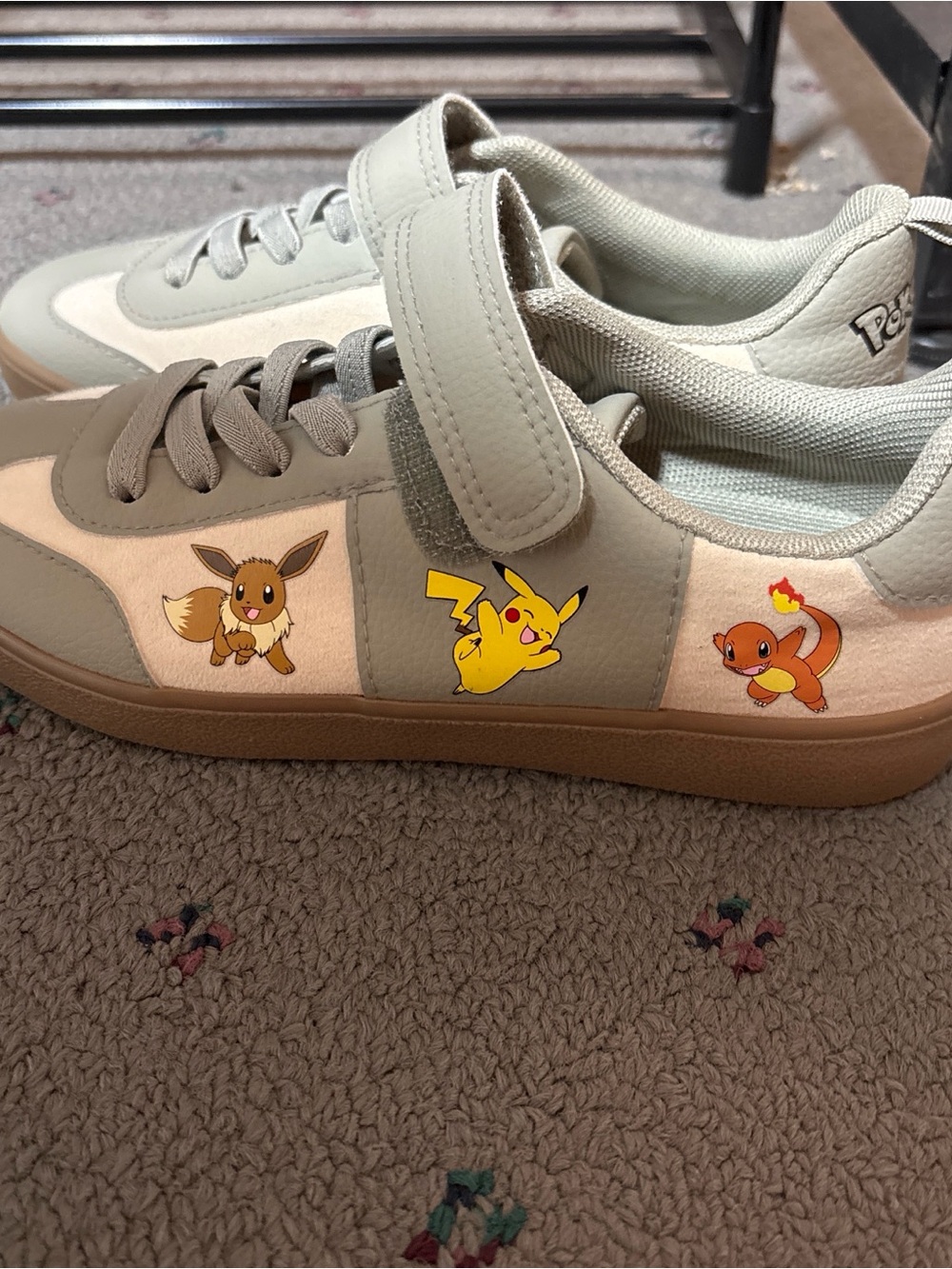 H&M Light Gray and Cream Kids Pokémon Sneakers (Pikachu, Eevee, Charmander)